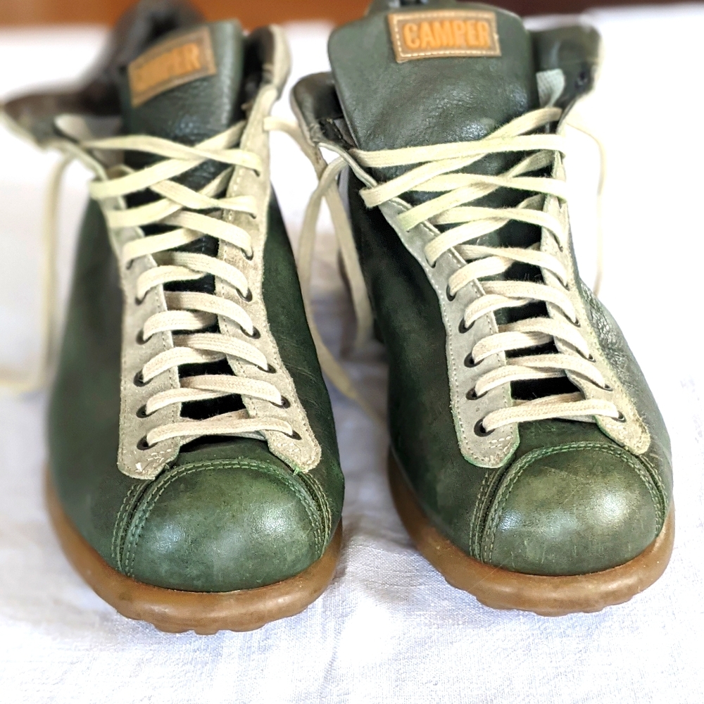 Camper ankle boots green leather M7.5/40